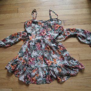 Forever 21 Floral and Leopard Print Mini Dress M